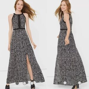 White House Black Market Sleeveless Maxi Dress Black White 2